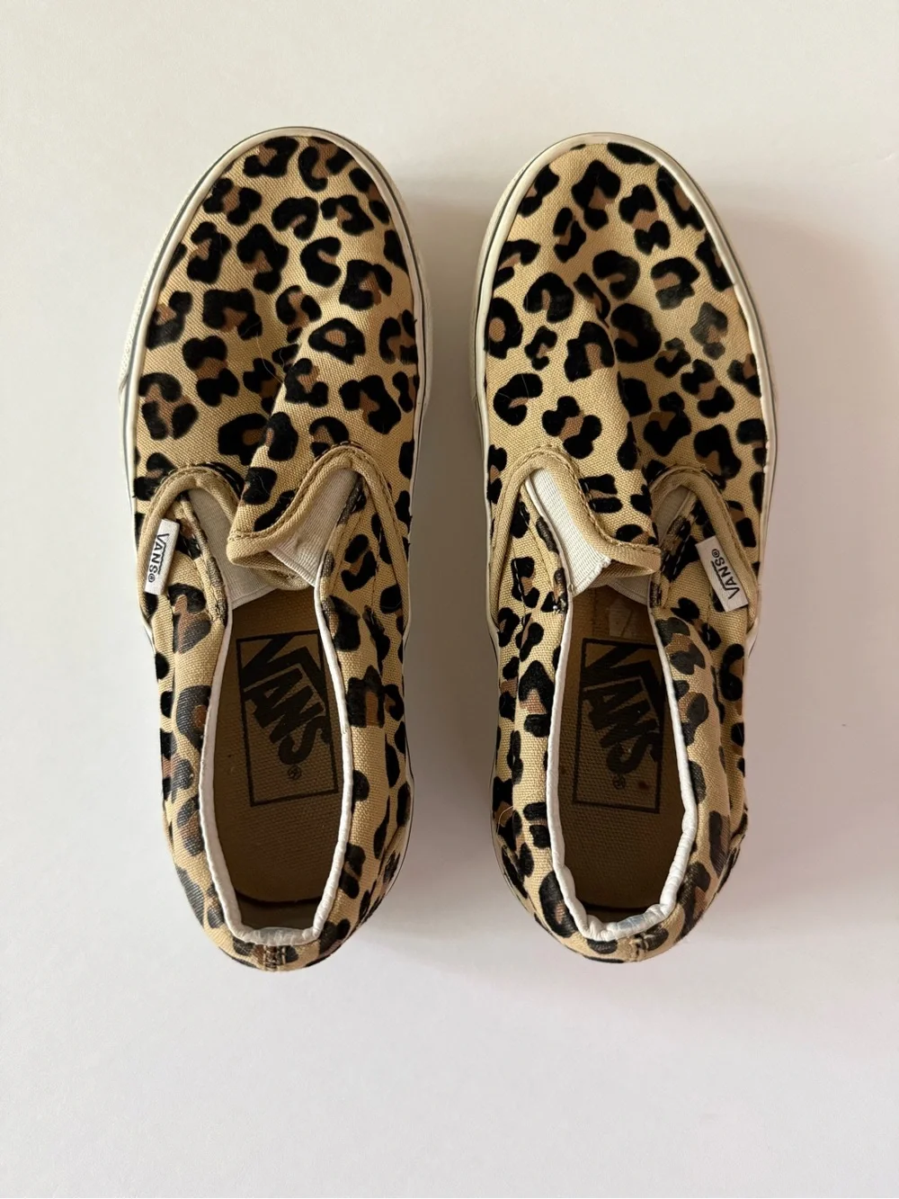 Vans Slip-On Sneakers in Leopard Print Black and Tan